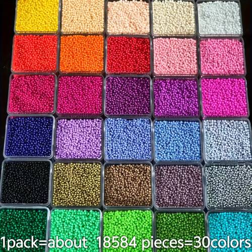 18584pcs 30 colors bohemian style glass seed beads 1 8mm czech style round beads vibrant colors suitable for making bracelets necklaces shoe and bag charms versatile creative beading smooth texture designer beads