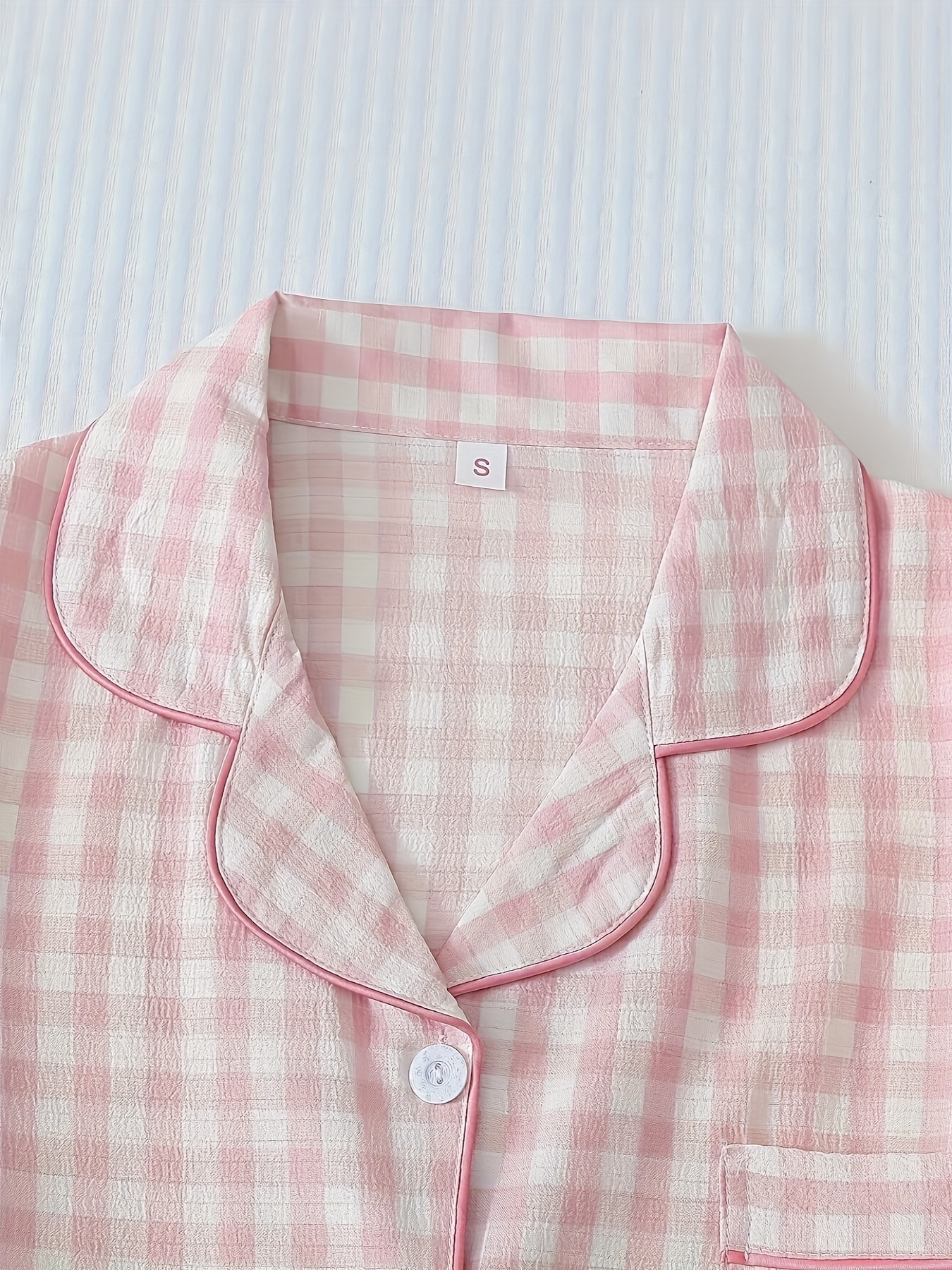 women's pink pajama set short sleeve shirt shorts bow Temu Ireland