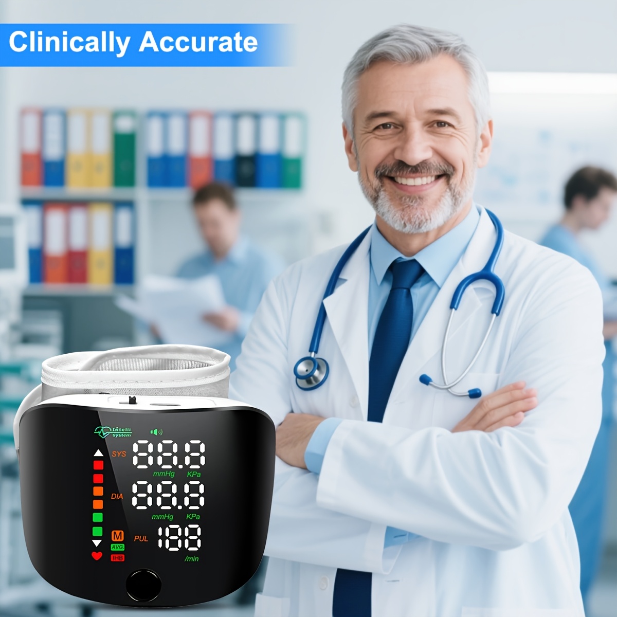 Wrist Electronic Blood Pressure Monitor with LCD Display, Memory, Charging, and Language Playback, Multiple Models Available