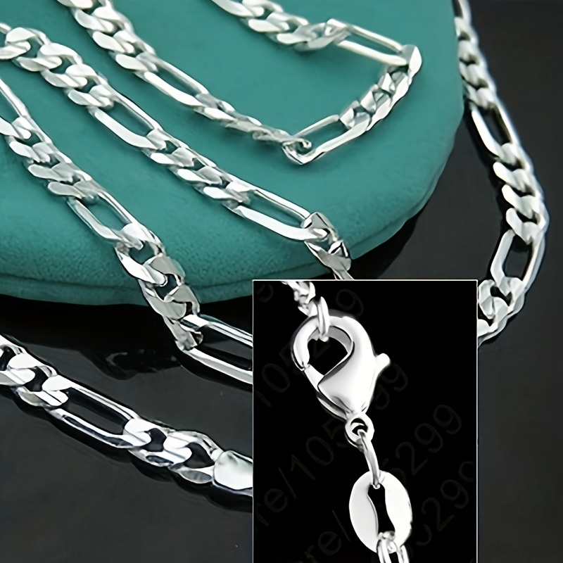 

Men's Sleek 925 Sterling Silvery-plated Chain Necklace, Punk Style, Adjustable 16-30 Inches