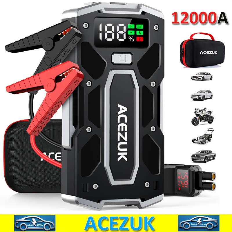 Image of 12v Car Emergency Jump Starter, Power Bank, With Voltage Display , 8 Kinds Of Safety Protection, With Portable Storage Bag