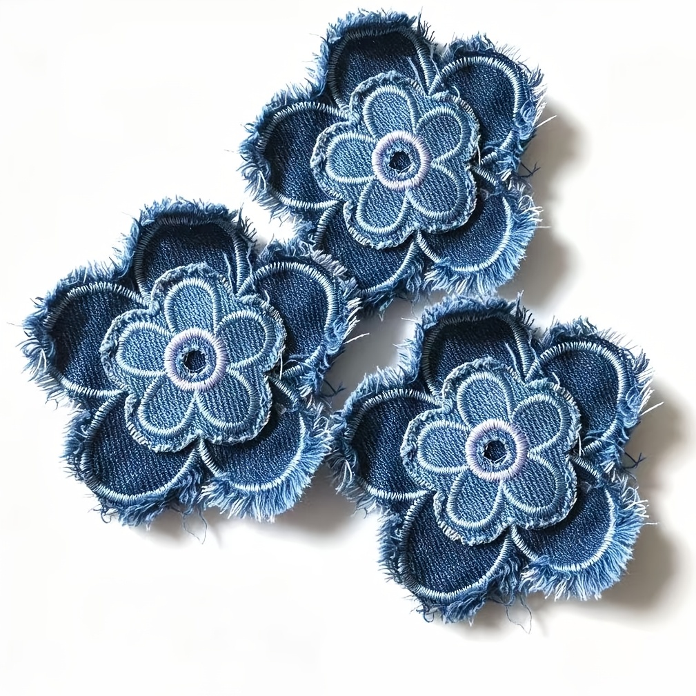 TEMU 3 piezas de parches de bordado floral en capas con desgastado y , adecuados para decorar bolsos, ropa, artículos para el hogar, accesorios