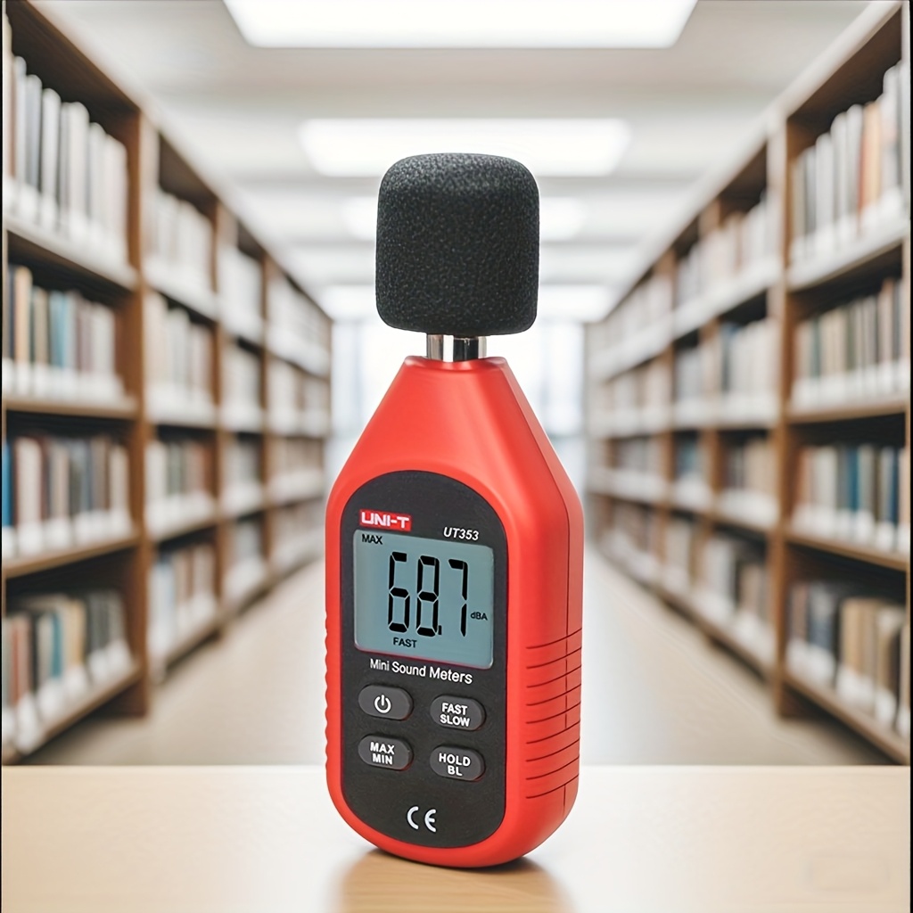 Medidor de nivel de sonido digital profesional UNI-T UT353, rango de 30-130 dB, precisión de 0.01 dB, pantalla LCD con retroiluminación, función de retención de máximo/mínimo, diseño compacto para pruebas de calidad de audio, monitoreo ambiental, uso en oficina, hogar, biblioteca, medidor de ruido para casa y oficina, instrumento moderno, plástico duradero - Imagen 7