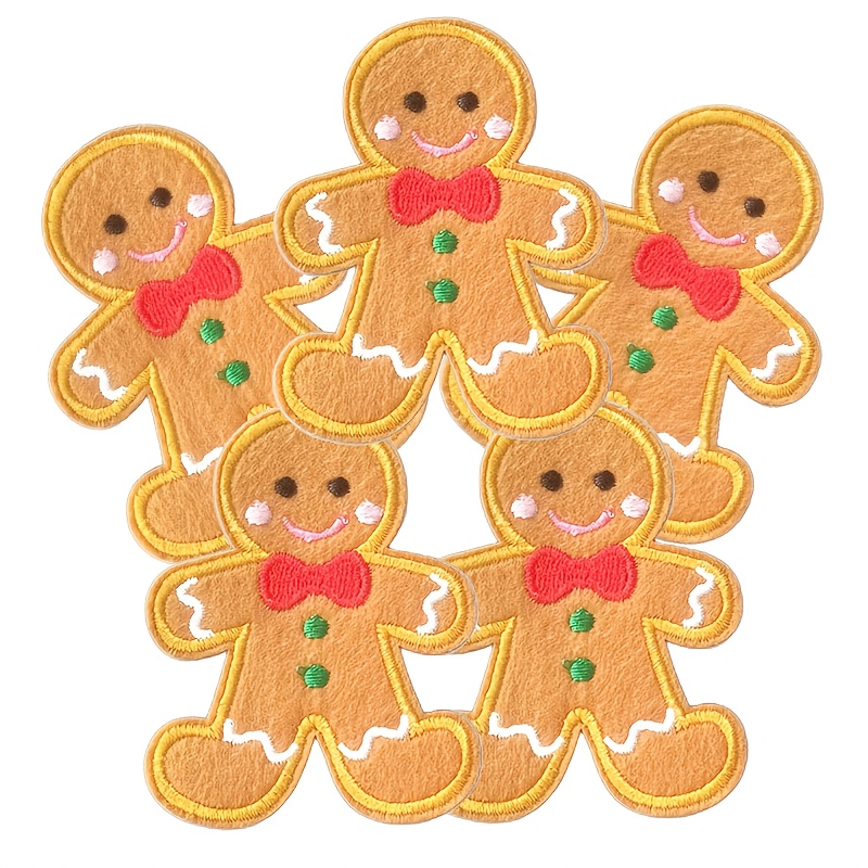 TEMU 5-pack Christmas Gingerbread Man Felt Embroidery Patches