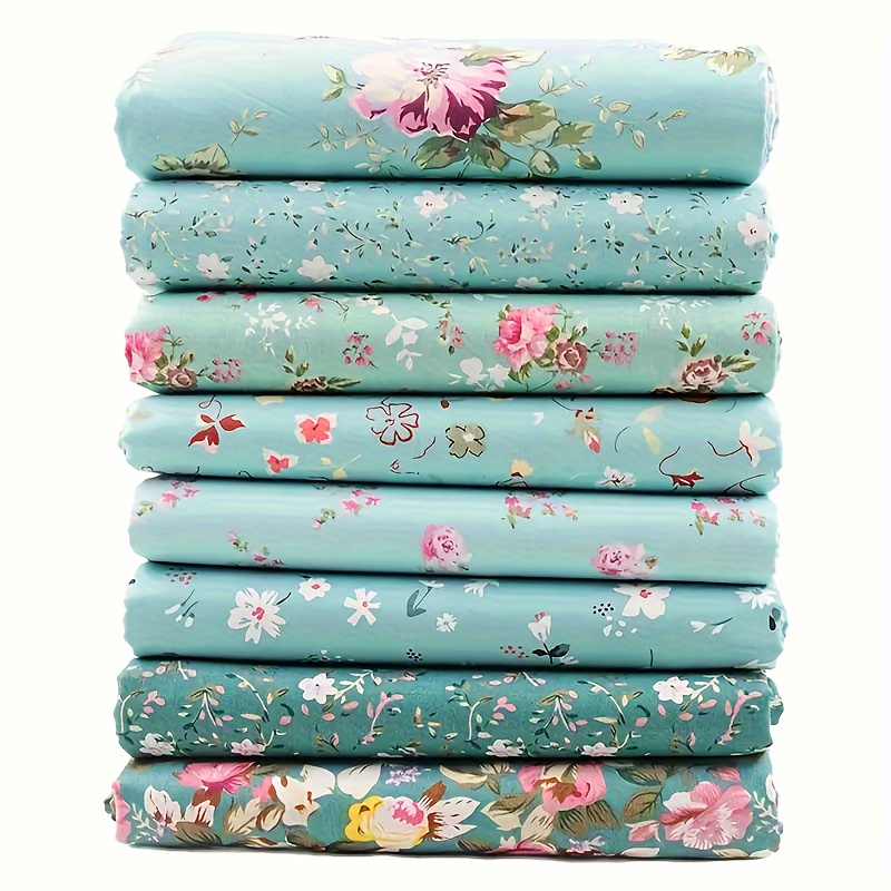 

8-pack Floral Pattern Cotton Fabric Precuts For Quilting And Sewing Crafts, 100% Cotton Flower Pre-cut Material, 15.75" X 19.69", Hand Wash Only – Diy Fabric Squares For Patchwork