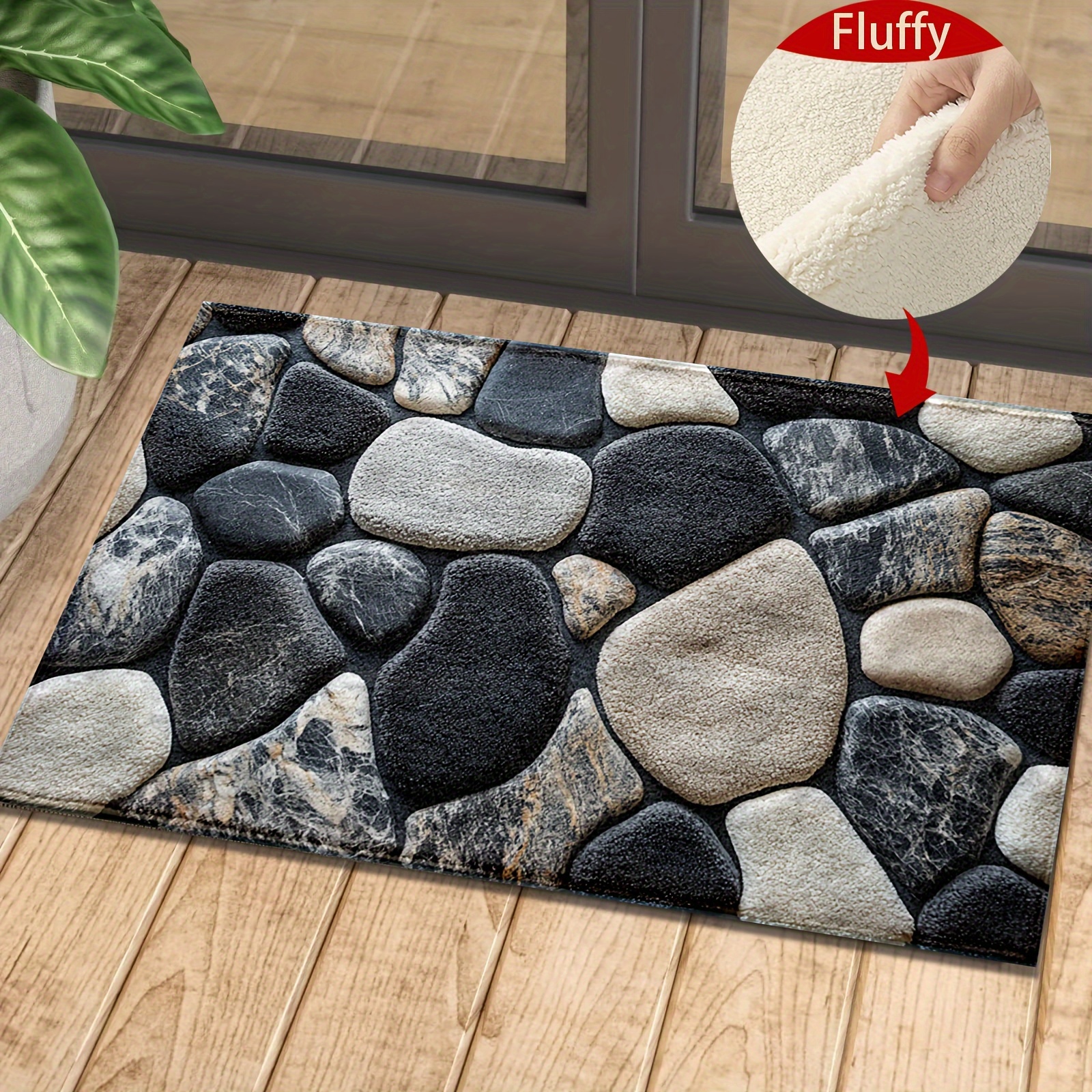 

- 3d Pattern Bath Mat - -dry, , Washable Imitation Rug For Bathroom &