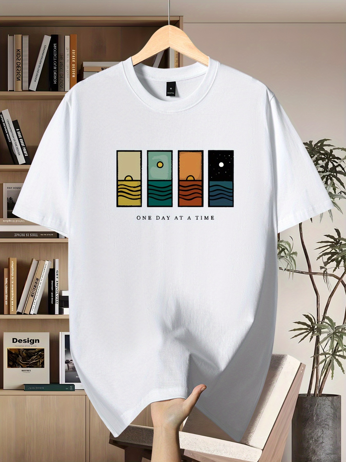 Men'S Short Sleeve T-Shirt | Casual Crew Neck with Slight Stretch, Geometric Pattern, Summer Season, Regular Fit for Adults