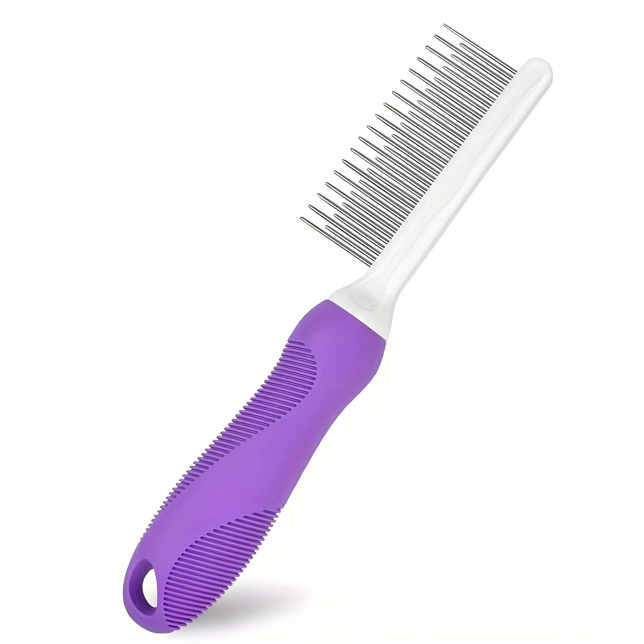 Image of 2-in-1 Pet Comb - Stainless Steel Knotting And Hair Removal Tool For Dogs And Cats, With Long And Short Teeth Design, Safe Knotting And Health Care Fur