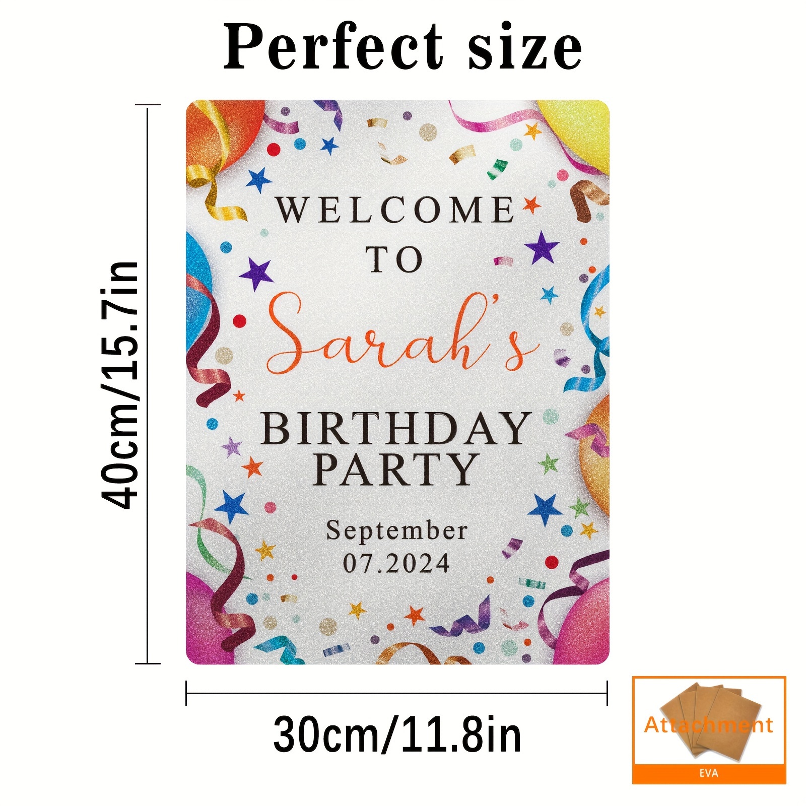 TEMU Customizable Glitter Welcome Sign For Celebrations - 1pc Personalized Event Banner For Birthday, Wedding, Bridal Shower - Plastic Welcome Board