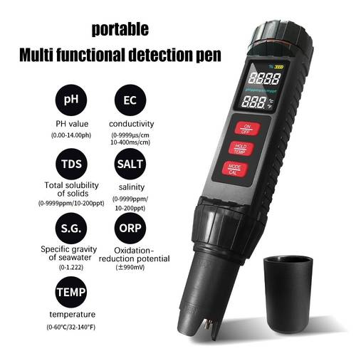 7-in-1 tds/ec/ph/salz/temperatur/ ./orp multifunktions-wasserqualitätsteststift
