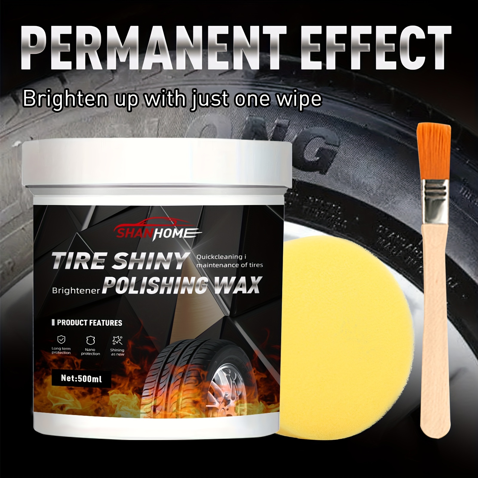 

[top-] 1kit, 500ml Tire Refurbishing Wax, -aging Polishing Rv Motorcycle Tire - Set 2( Sponge)