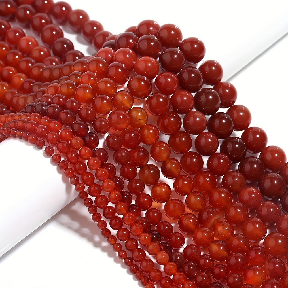 

1string 4/6/8/10mm Red Agates Natural Stone Beads Round Gemstone Exquisite Glossy Loose Beads For Jewelry Making Needlework Diy Bracelet Neckalce Earrings Pendants Handcrafts Beading Material