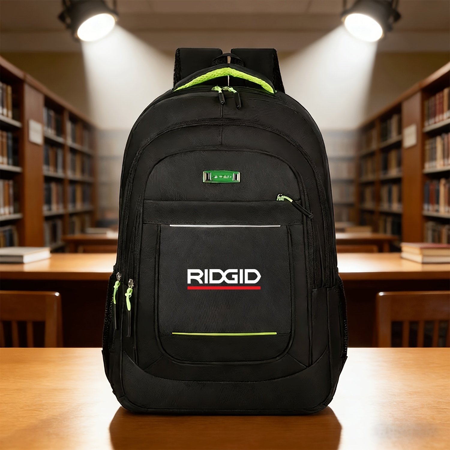 TEMU Logo Patterned Backpack Made Of Oxford Cloth, Featuring A Large Capacity With Multiple Compartments For Tool Storage, Suitable For Outdoor Work,