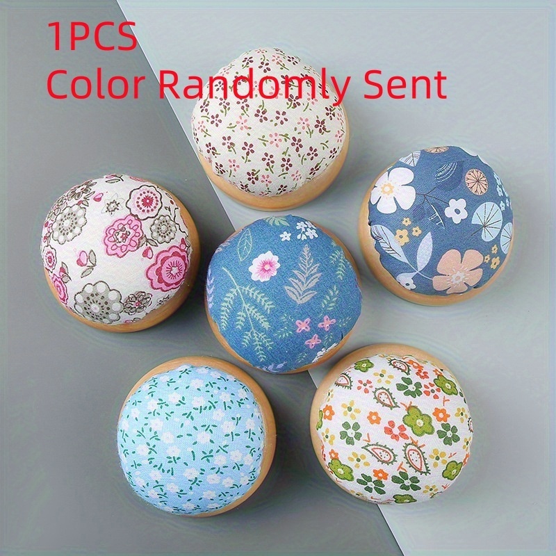 TEMU Wooden Base Floral Needle Pad - Sewing With Cross Stitch Needle Holder, Handmade Needle Pad Embroidery Thread Needle Random Color