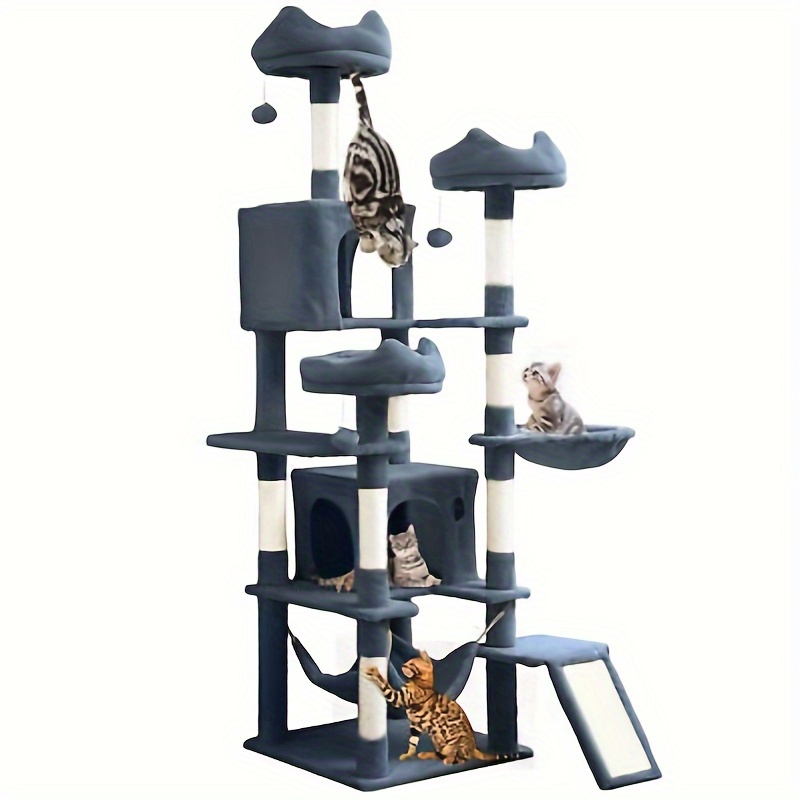 

Industragear Tall Cat Tree Tower For Indoor Cats, 75in Multi- Level Cat Climbing Tower With Cat Condos, Top , , Sisal Scratching Posts And Board, Kittens Play Activity Center, Dark Grey