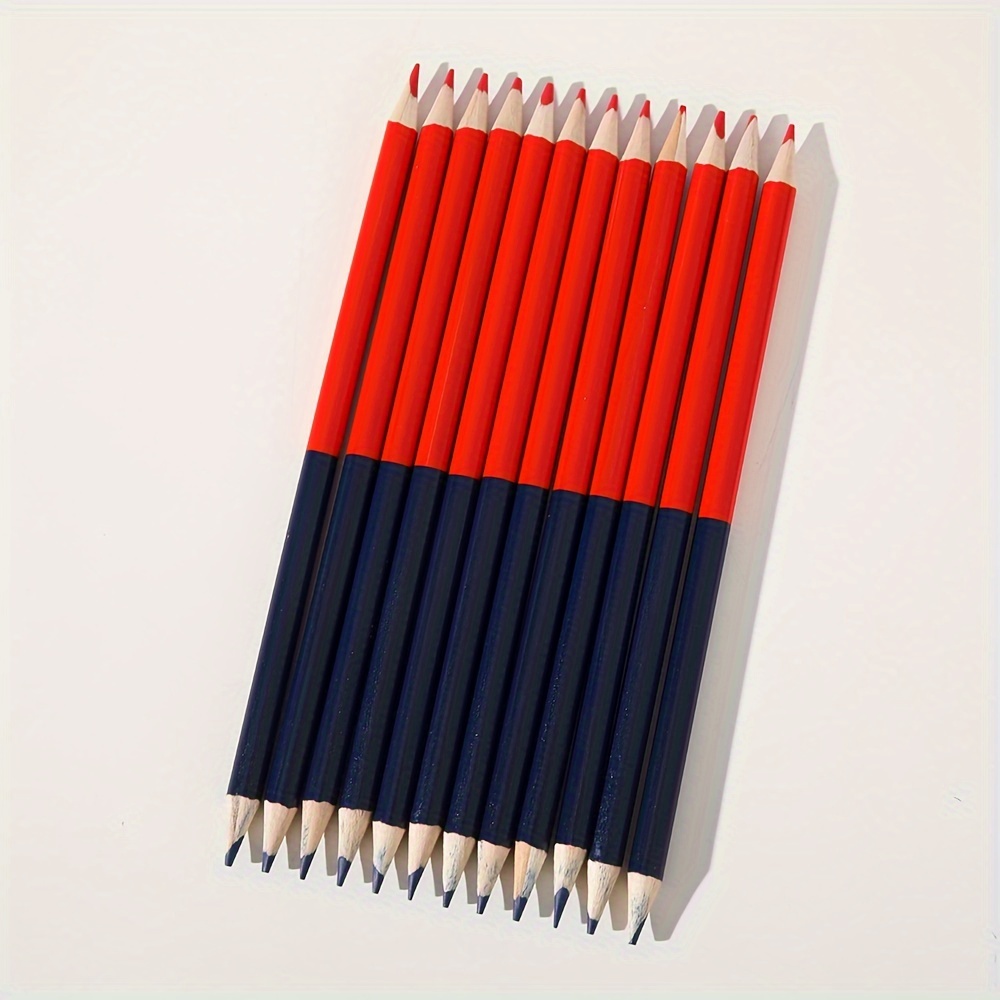 Image of 12-pack Red And Blue Pencils, Carpenter Pencils, Marking Pencils, Round Dual-color Red And Blue Pencils