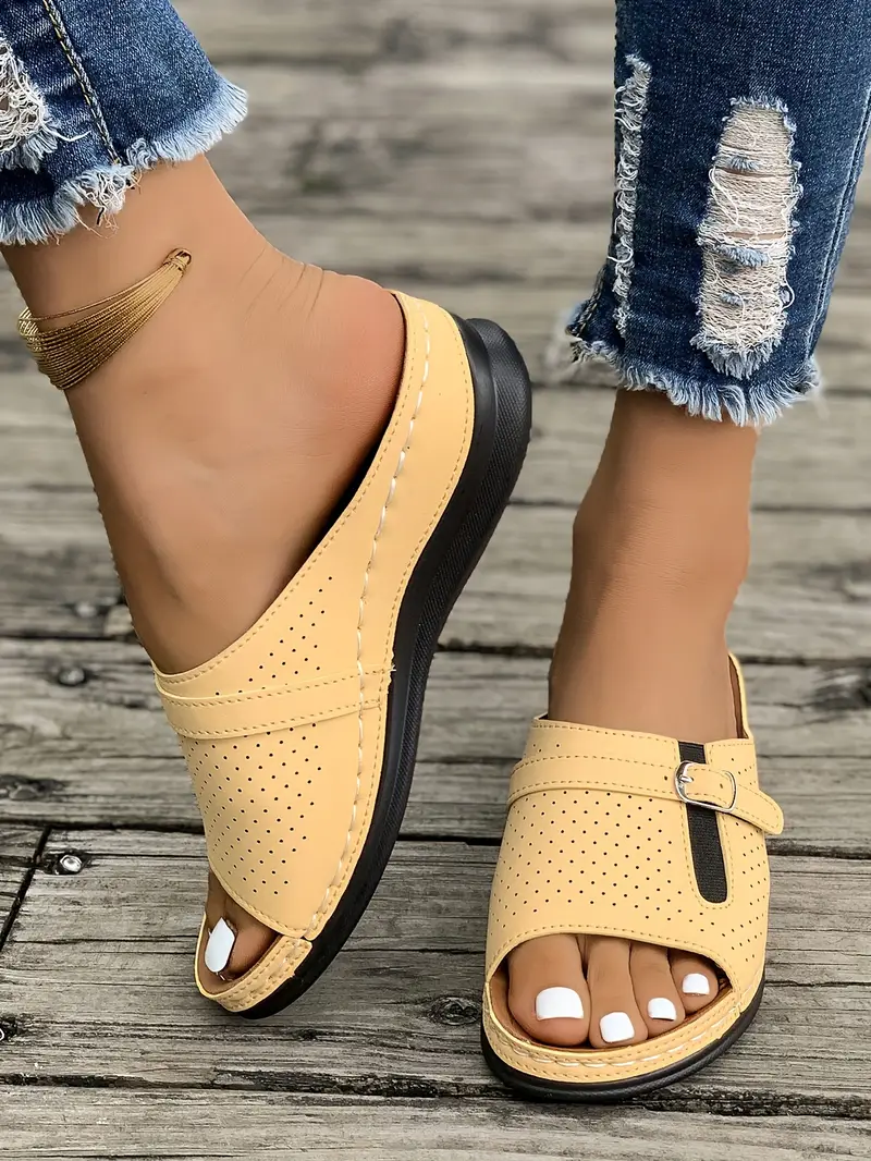 womens breathable wedge sandals fashionable slip on with open toe in white red more colors strappy heeled sandals details 13