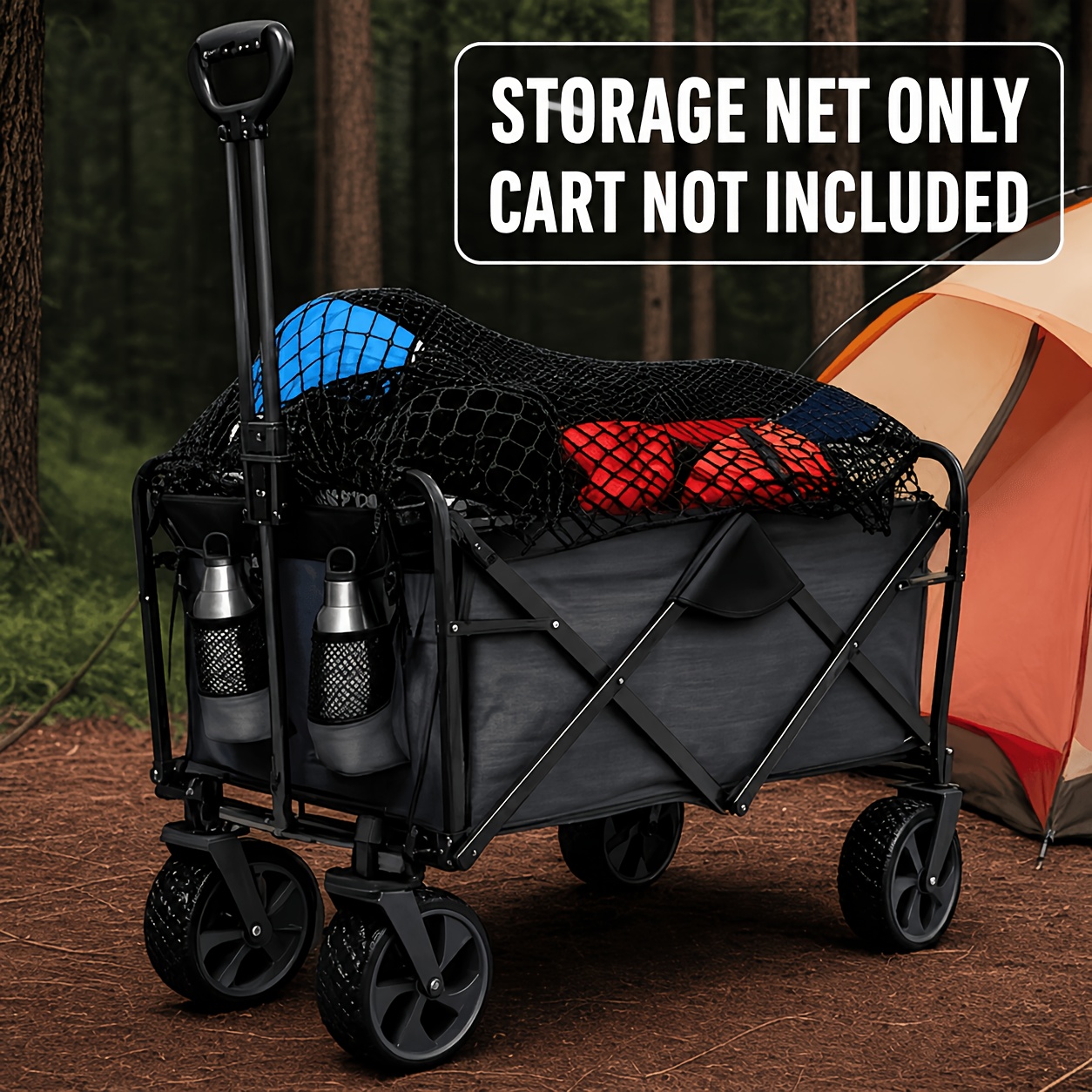 TEMU 1pc Heavy Duty Folding Cargo Net 70x70cm, Durable Nylon Storage Net For Car Trunk Pickup Bed Camping Cart Garden Cart Beach Wagon Load Securing