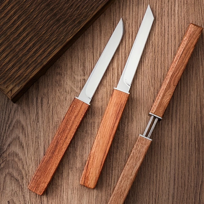 

2pcs/set Stainless Steel Double Blade Kitchen Knives With Wood Handle Meat Cleaver Knife