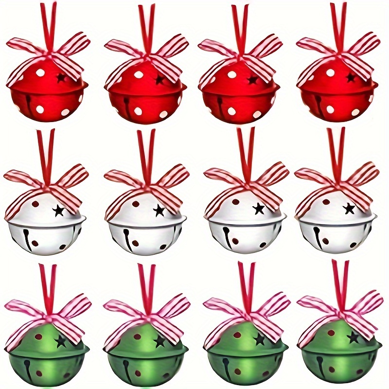 

12 Pcs Festive Bells With And Star Patterns - Perfect For Christmas Tree And Home Decorating