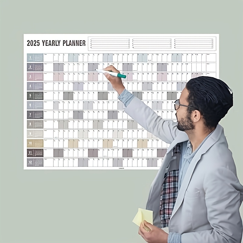 

2025 Planner Wall Calendar, Large Size Paper Calendar With Holidays, English, Sticker Pages For Home, Office, And School Use