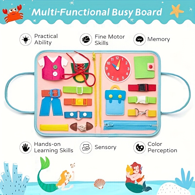 customer   mermaid themed early learning felt busy board for   5   educational activities including   alphabet numbers shapes colors animals   travel toy for   ideal gift for easter christmas birthdays details 9