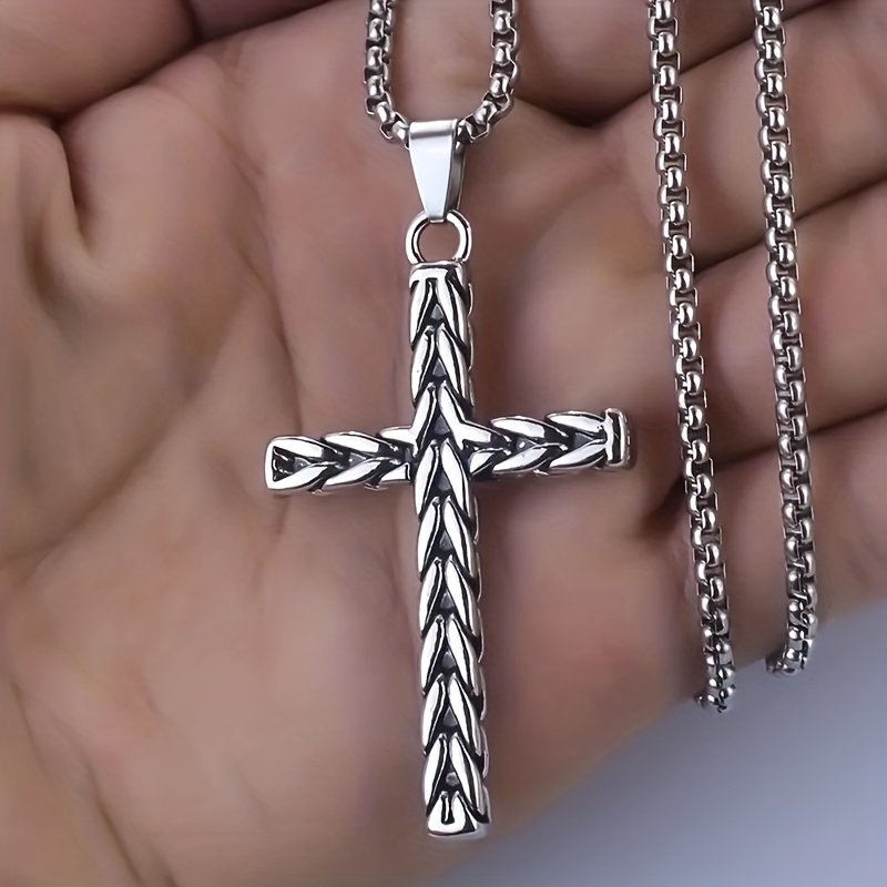Image of Luxurious Braided Design, Perfect For Vacation Or Casual Attire, Accessory, Vacation Accessory|elegant Necklace|durable Chain, Cross Necklace