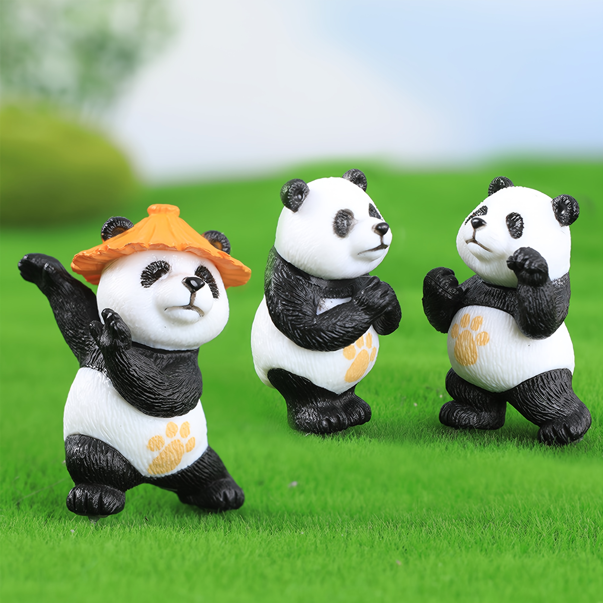 9pcs Panda Fairy Garden Figurines - Miniature Resin Animals For Outdoor Decor, Terrariums, DIY Crafts