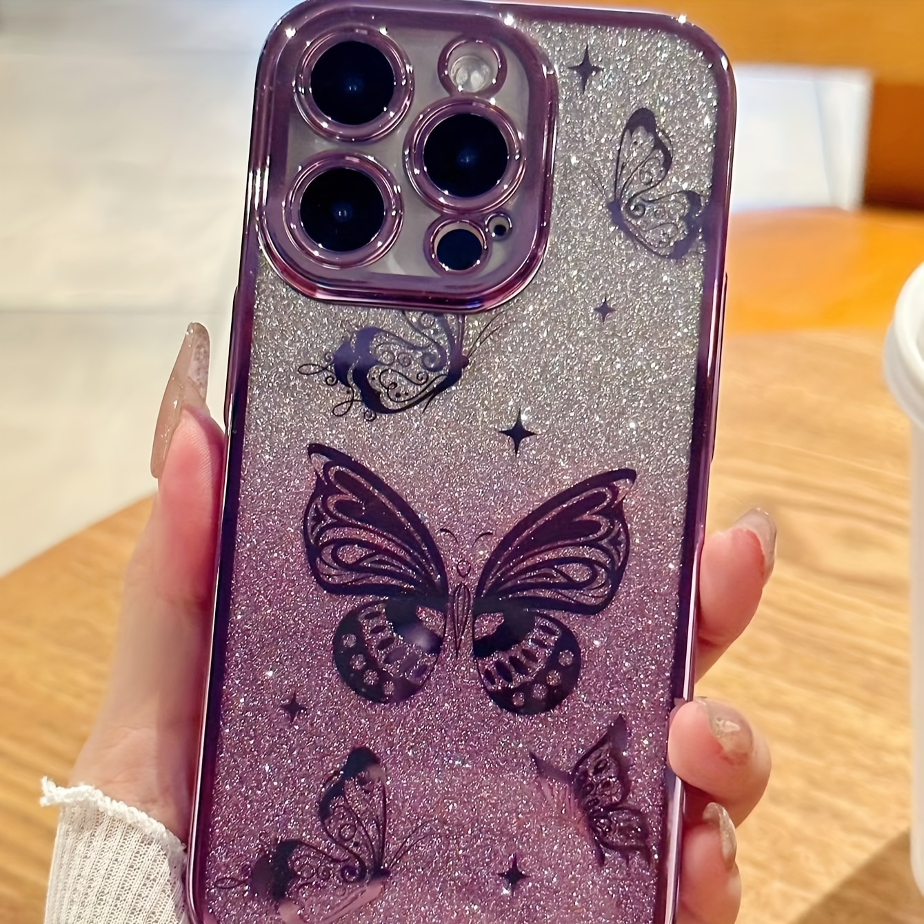 tpu luxury electroplating butterfly elegant creative mobile phone case is suitable for iphone11 13 13promax e14promax 15promax details 0