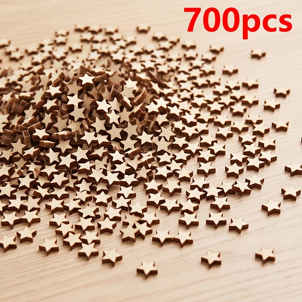 TEMU 700 piezas de mini estrellas de madera, para manualidades, mini estrellas de madera, ideales para de San Valentín, pequeñas etiquetas/tazas de