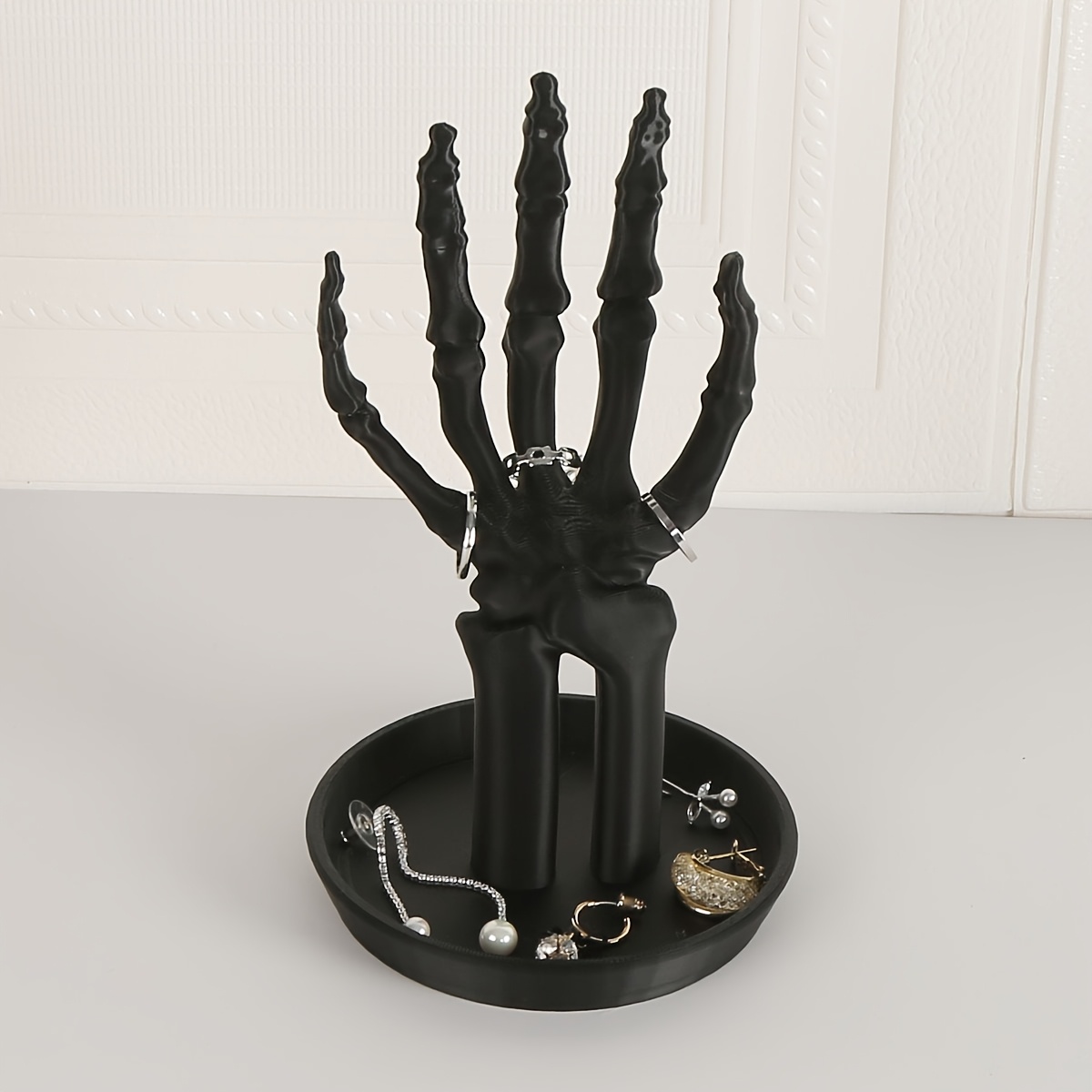 Handmade ABS Gothic Stand - Durable Storage Box for Necklaces, Earrings, And Rings with Decorative Bone Design - Perfect for Halloween, Home Decor, And Dressing Table Storage