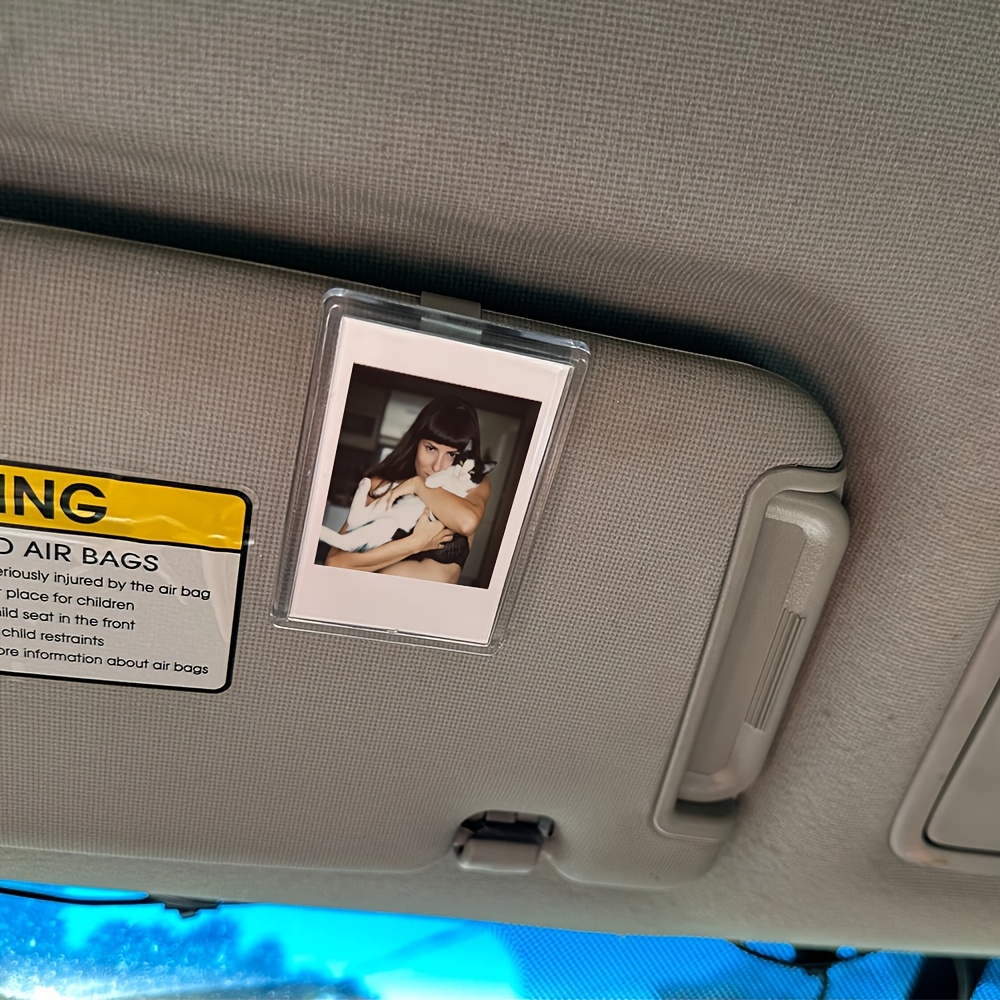 

Acrylic Car Sun Visor Photo Holder Clip - Diy Picture Frame, Ideal For Couples & Pet Memorials, Wallet-style Keepsake With Slight Surface