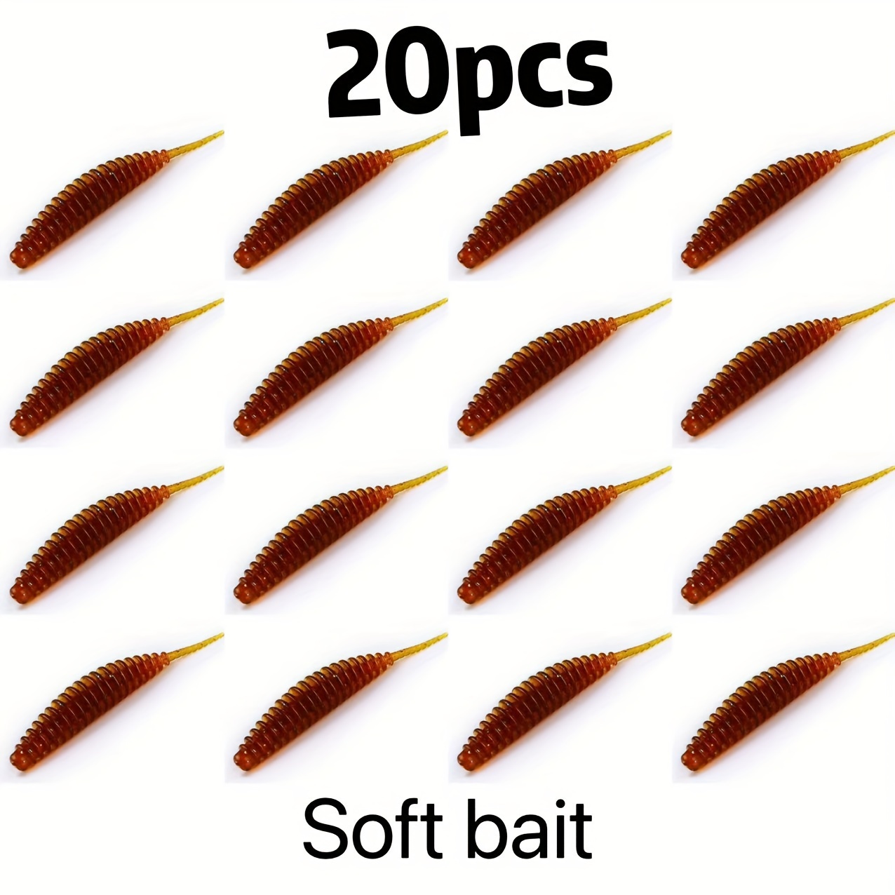 

20pcs Pvc Fishing Lures -, Brown For