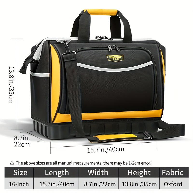 

16-inch Professional Electrician Tool Bag - Durable Knitted Material, Non-waterproof, Large Capacity Hand Tool Organizer For Air Conditioning & Electrical Repairs