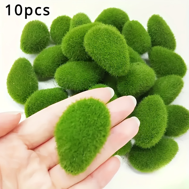 10pcs Lifelike Artificial Moss Rocks - Moss Stones For Fairy Gardens, Floral Arrangements & Crafts - Ideal Gift For And Diy Enthusiasts