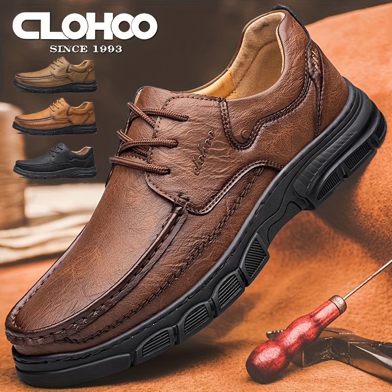 clohoo 남성용 트렌디한 단색 하이킹화, 남성용 야외 활동용 편안한 논슬립 레이스업 캐주얼 소프트 솔 스니커즈