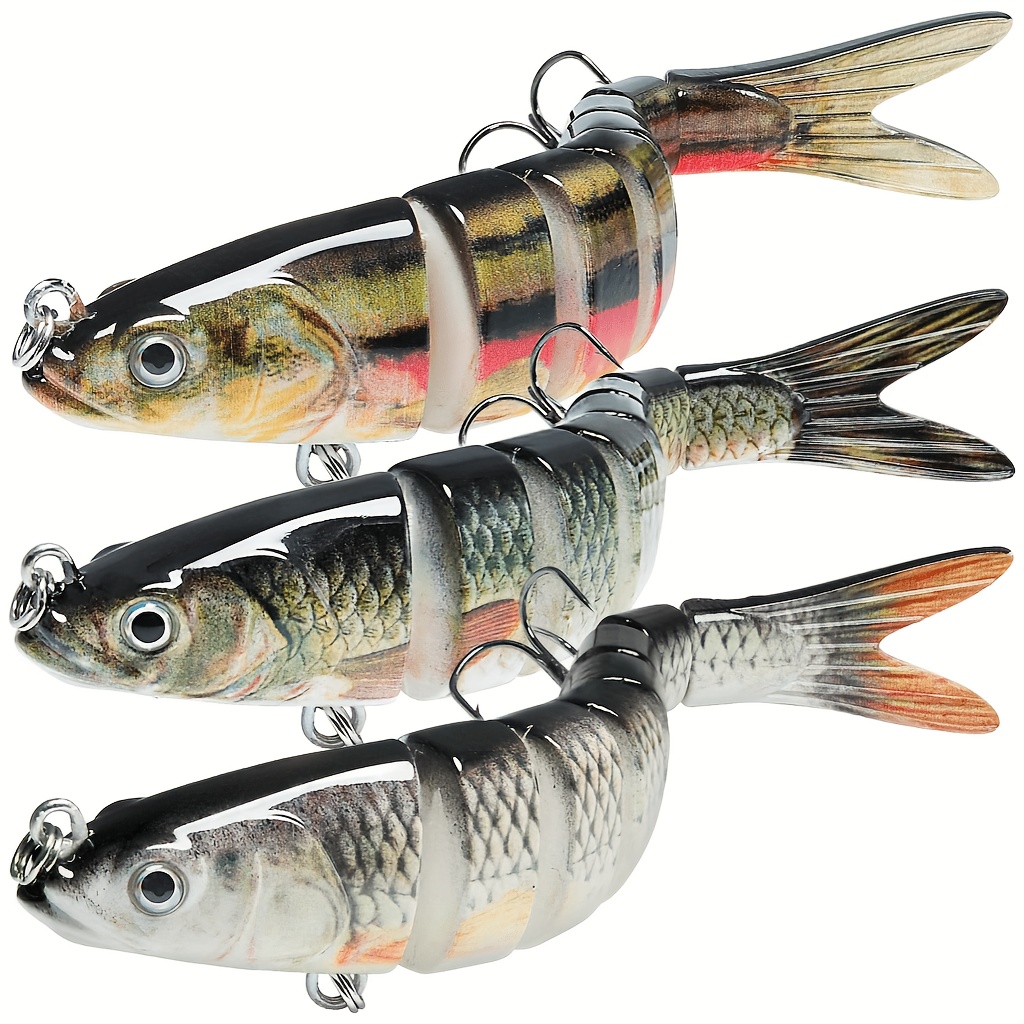 TEMU 3pcs Realistic Swimming Bait Set: Use Bait To Catch Sea Bass, Trout, And Saltwater Fish! Water Bass Bait Kit, Use Artificial Fishing Gear Crank Bait To !