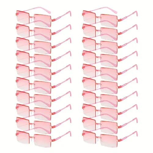20 pairs of new fashionable frameless square glasses with multi color lenses and for men and women decorative glasses