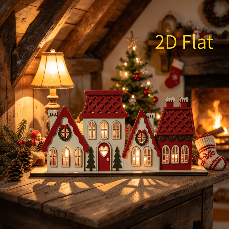 TEMU 1 pz Portacandele a forma in legno retr簷 natalizio, ornamento retr簷 per portacandele in stile cottage, decorazione da tavolo natalizia,