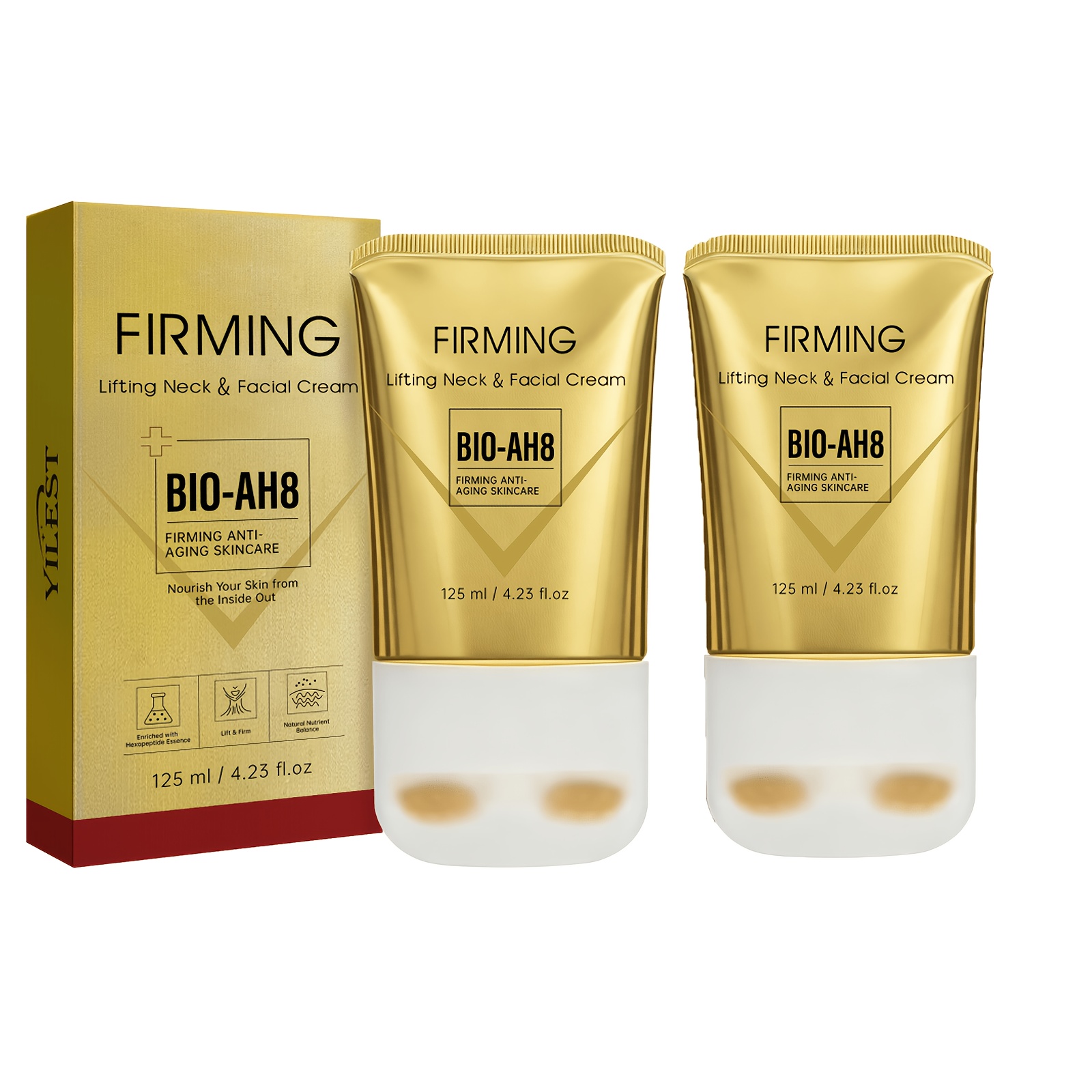 Image of 2pcs Moisturizing And Firming Roller Neck Cream - Moisturizing And Hydrating Neck Skincare - - Suitable For Men And Women - With A Massage Roller To , Intrinsic Squalane