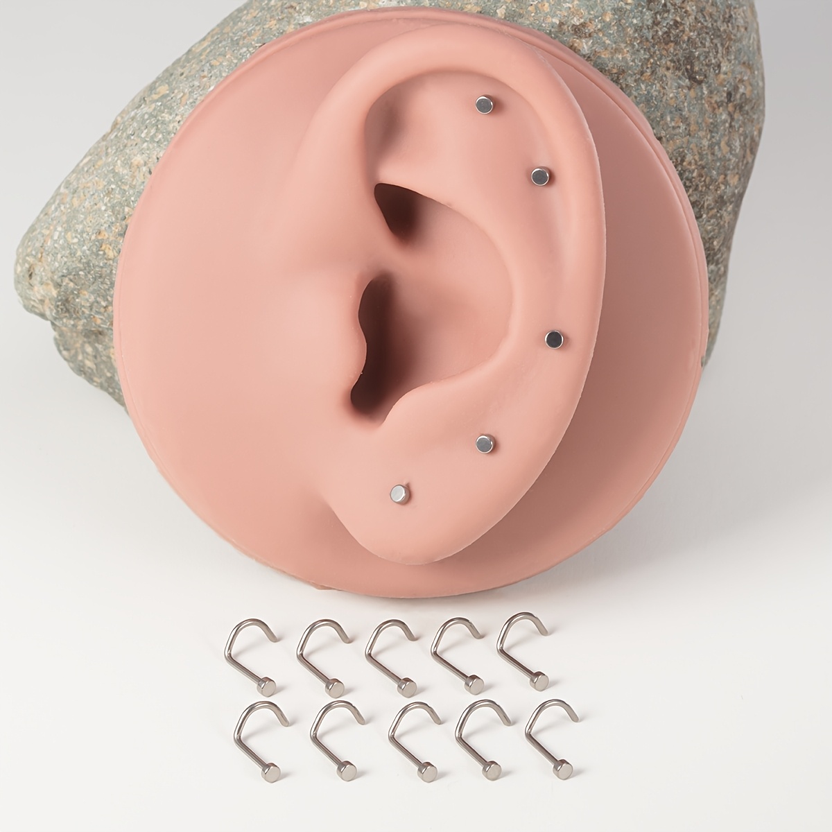 10pc G23 Titanium Flat Nose Stud Earrings Set