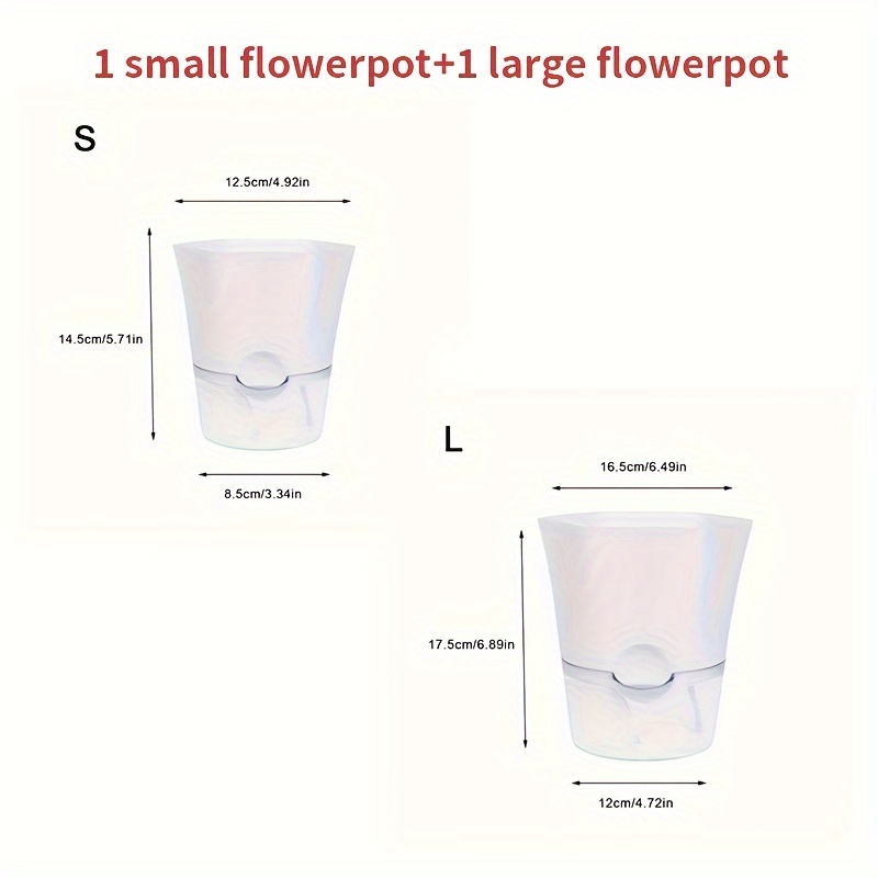 Image of A Set Of 2 Transparent Self-watering Flower Pots With A Water Level And Spout Design, Ideal For Automatic Watering On Or , Perfect For Lazy And Indoor Hydroponics. Gardening Gift Home Decor