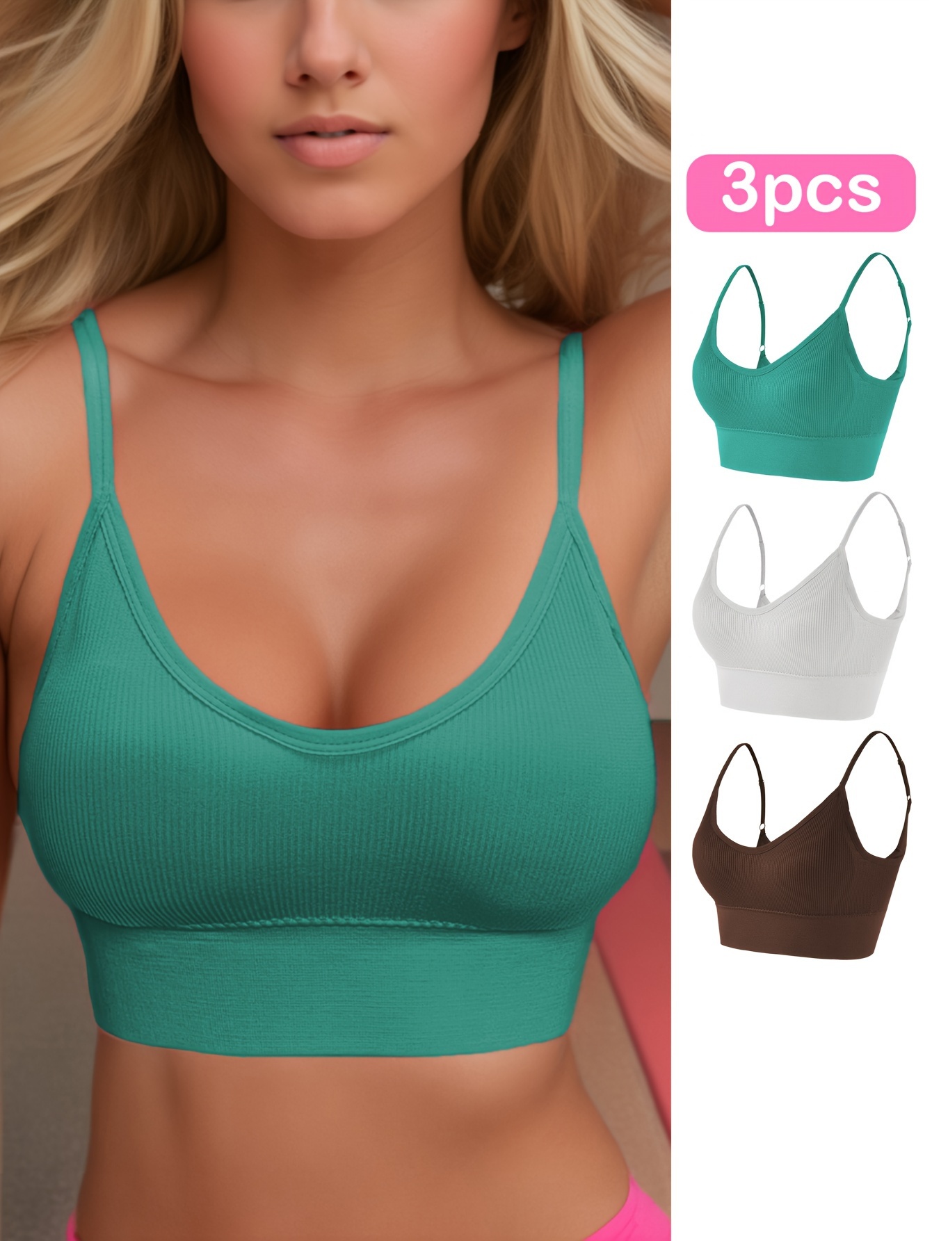 Solid Ribbed Sports Bra Comfy Breathable Fitness Workout - Temu