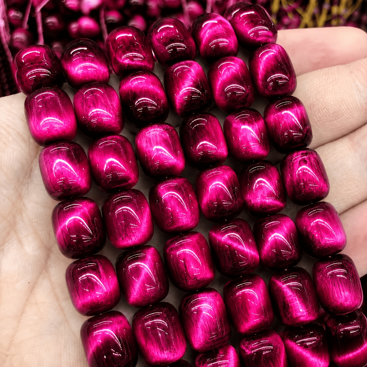 TEMU 30pcs Of Rose-'s Eye Date-shaped Loose Beads, Made Of Glass. Suitable For Jewelry Diy Materials, Diy Beading, Handmade Crafts, Decorative Items.