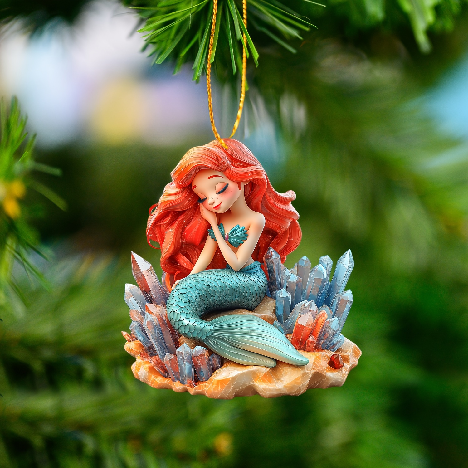 

1pc Mermaid Ornament, Christmas Tree Hanging , Traditional Keychain Pendant, , Portable, No Needed