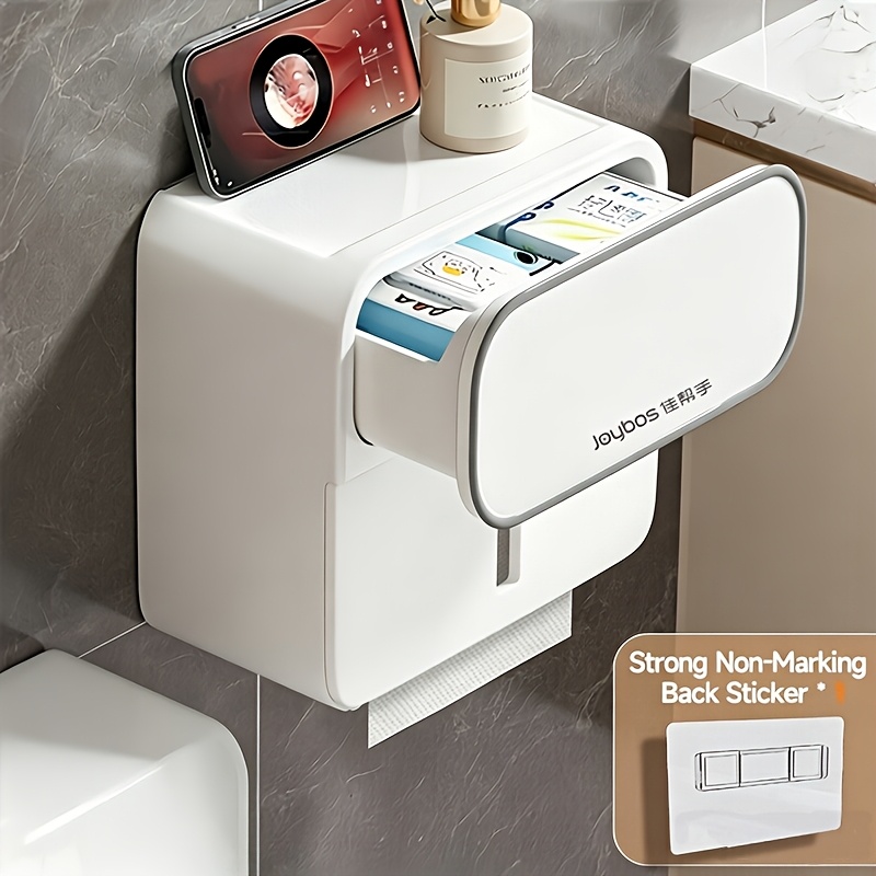 TEMU Joybos Wall-mounted Toilet Paper Holder - No-drill, Bathroom Tissue Storage Box Christmas/halloween Gift Decoration, Christmas/halloween Gift