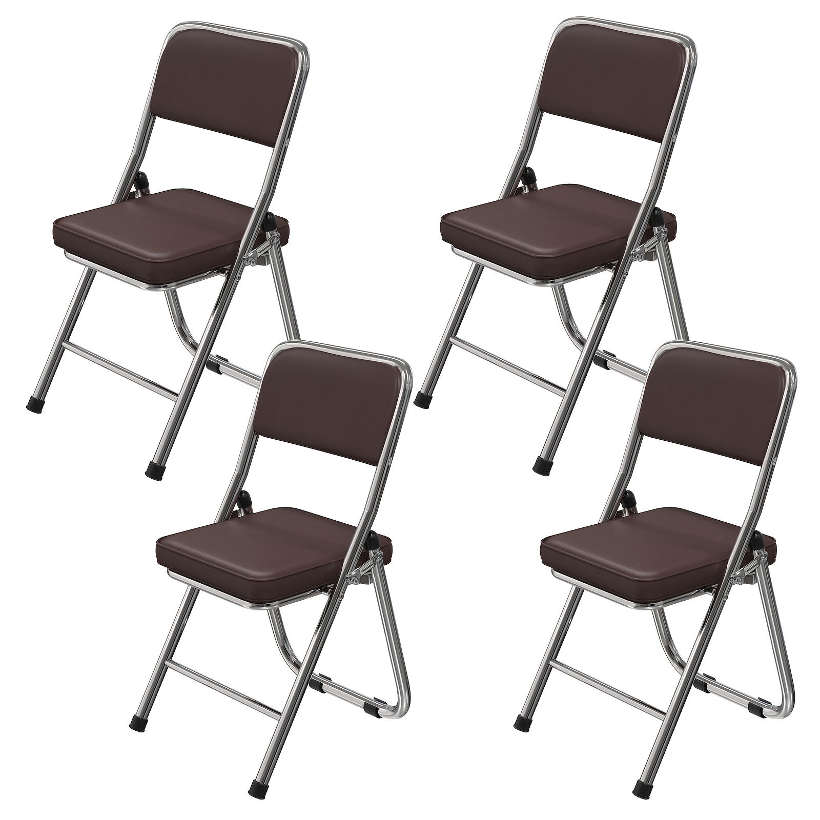 Image of Set Of 4 Folding Chairs, Padded Folding Chair With A Weight Capacity Of Up To 160kg, Folding Chairs With Sturdy Steel Frames For Home, Office, Garden, Balcony, And Parties