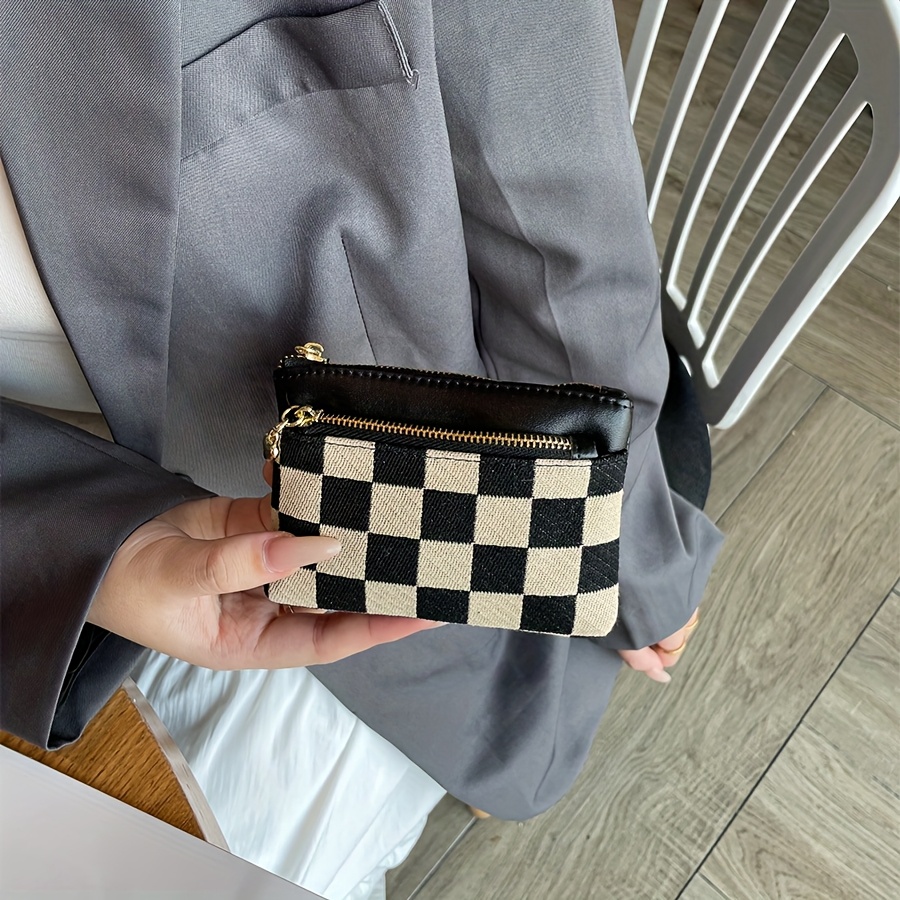 Image of High-end Elegant Checkered 3-zipper Multifunctional Women's Short Wallet With Key Holder And Pouch Gifts For Women Wallet Mini Wallet Purse Wallet Money Compact