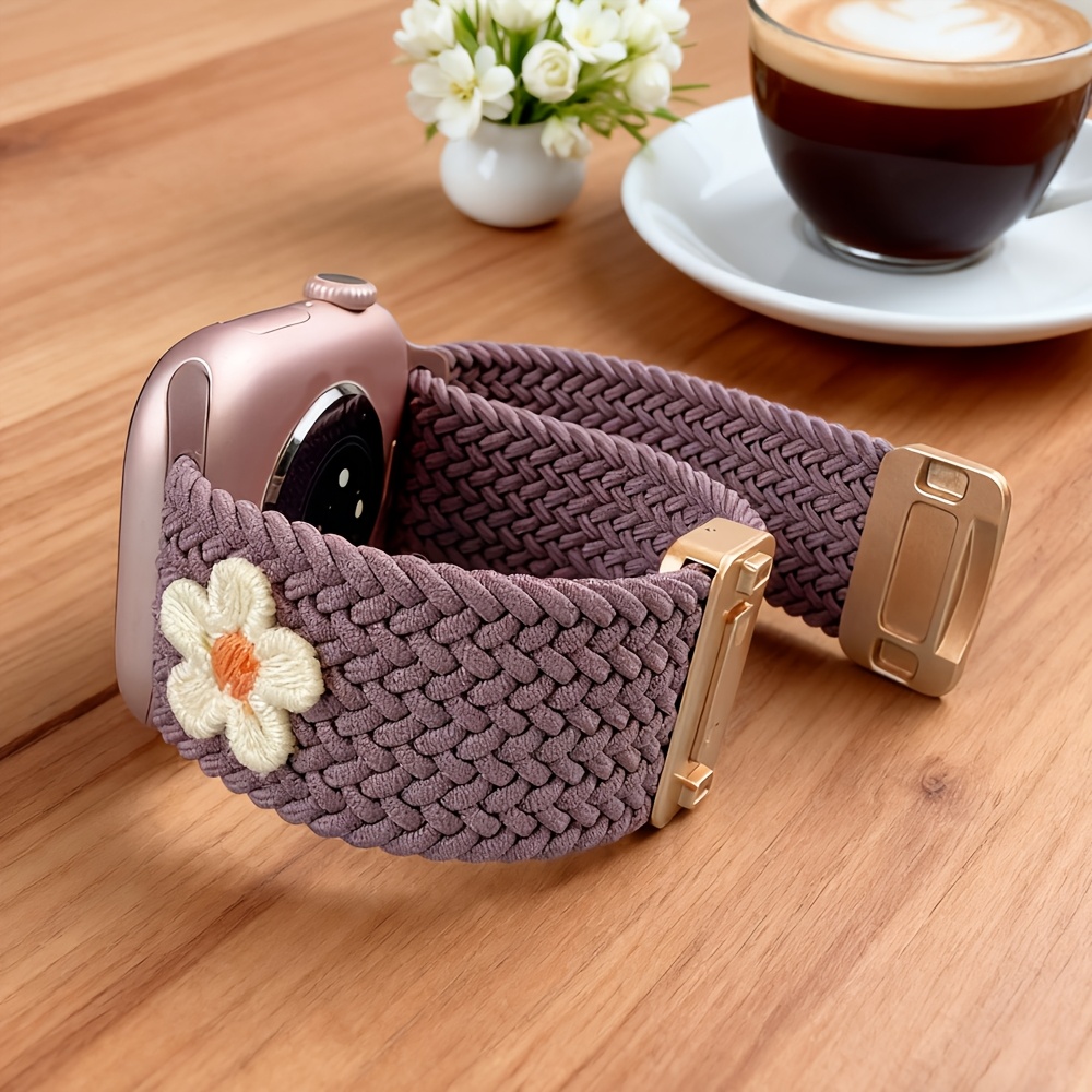 TEMU For Watch Band 42mm 41mm 46mm 45mm Nylon Strap For Iwatch -1 49mm 44mm 40mm 38mm Armband With Magnetic , Stretch Nylon Watch Band For Series