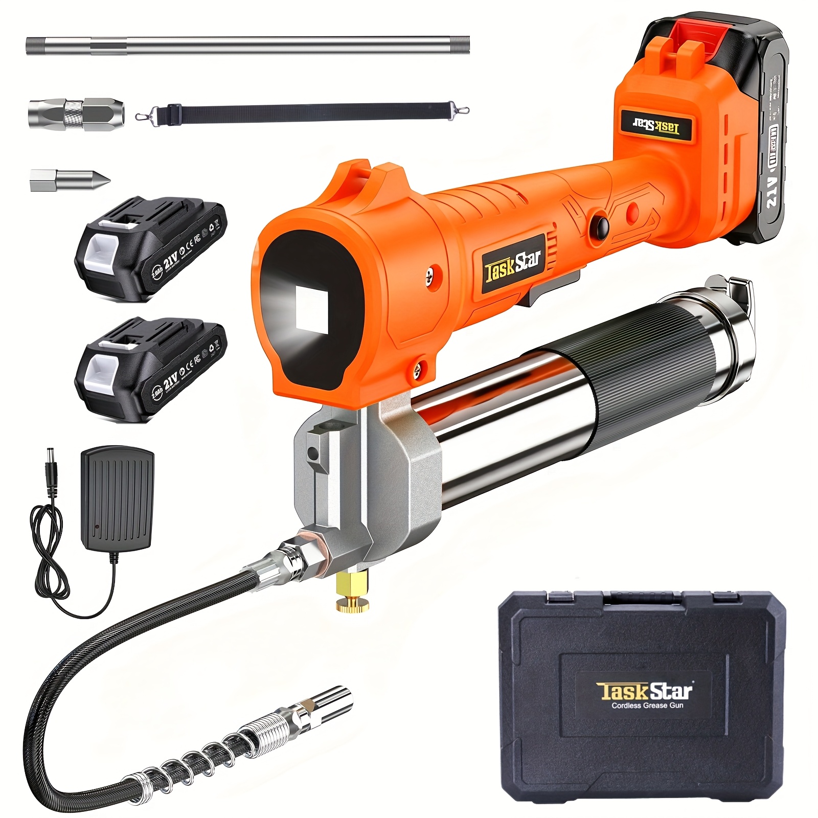 TEMU Wireless Handheld Grease Gun Featuring A 39.4-inch Hose And - Comes With 2 Batteries And A Charger, Perfect , Mechanics, And Truck Drivers, Ideal For Tractors, Trailers, And